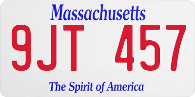 MA license plate 9JT457