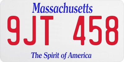 MA license plate 9JT458
