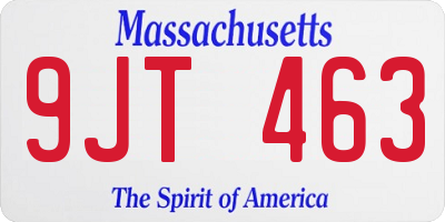 MA license plate 9JT463