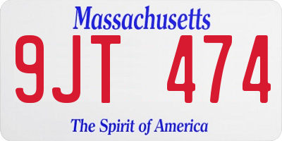 MA license plate 9JT474