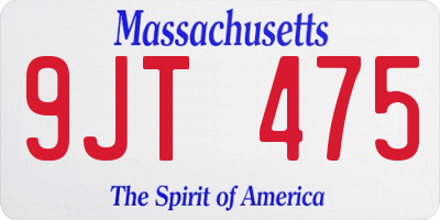 MA license plate 9JT475