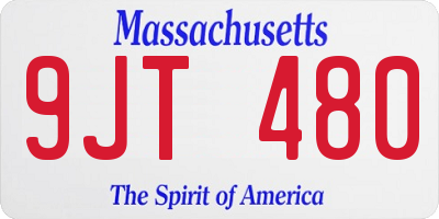 MA license plate 9JT480