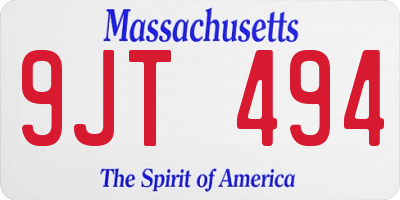 MA license plate 9JT494