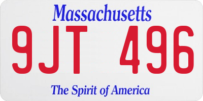 MA license plate 9JT496