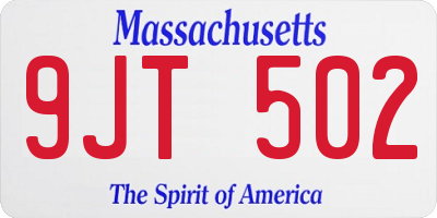 MA license plate 9JT502