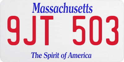 MA license plate 9JT503