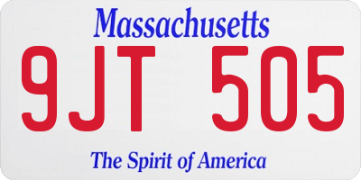 MA license plate 9JT505