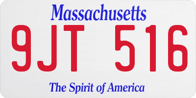 MA license plate 9JT516