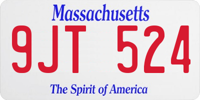 MA license plate 9JT524