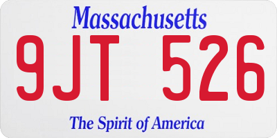 MA license plate 9JT526