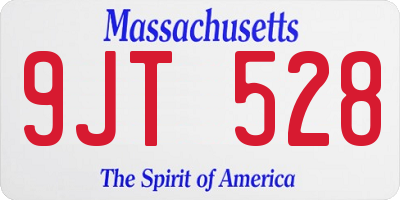 MA license plate 9JT528