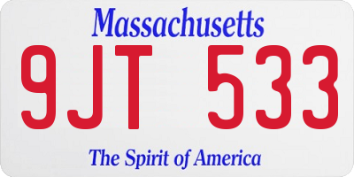 MA license plate 9JT533
