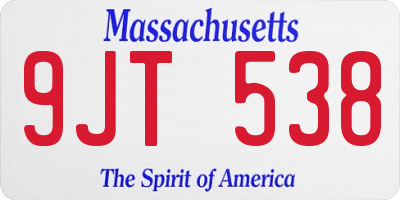 MA license plate 9JT538