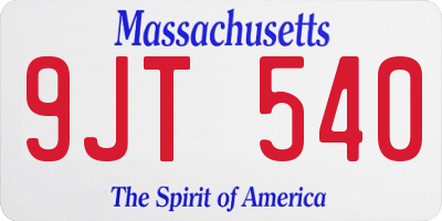 MA license plate 9JT540