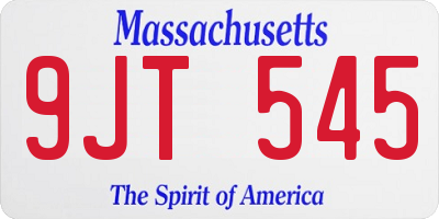 MA license plate 9JT545