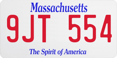 MA license plate 9JT554