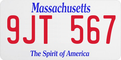 MA license plate 9JT567
