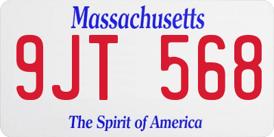 MA license plate 9JT568
