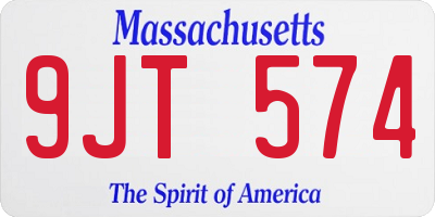 MA license plate 9JT574