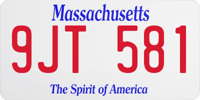 MA license plate 9JT581