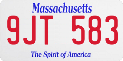 MA license plate 9JT583