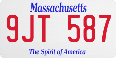 MA license plate 9JT587
