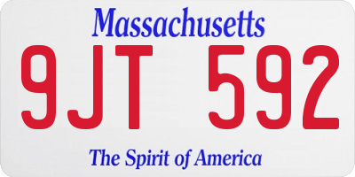 MA license plate 9JT592