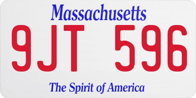 MA license plate 9JT596
