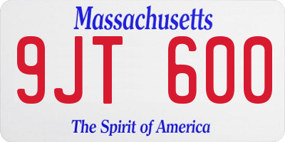 MA license plate 9JT600