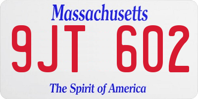 MA license plate 9JT602