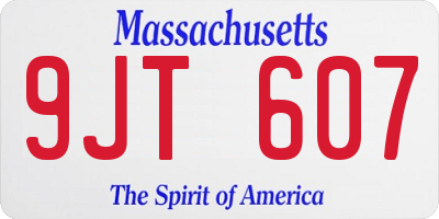 MA license plate 9JT607