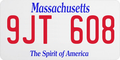 MA license plate 9JT608