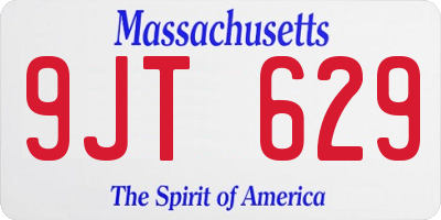 MA license plate 9JT629
