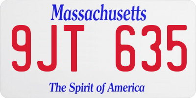MA license plate 9JT635