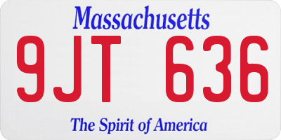 MA license plate 9JT636
