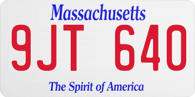 MA license plate 9JT640