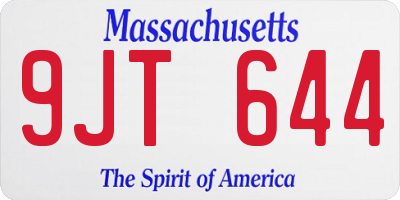 MA license plate 9JT644