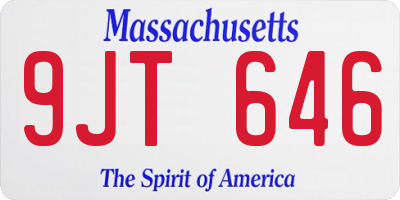 MA license plate 9JT646
