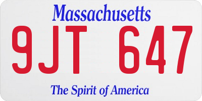 MA license plate 9JT647