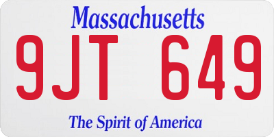 MA license plate 9JT649