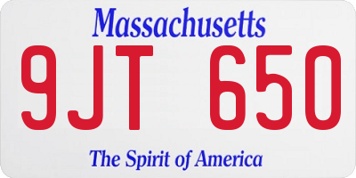 MA license plate 9JT650
