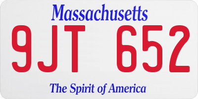 MA license plate 9JT652