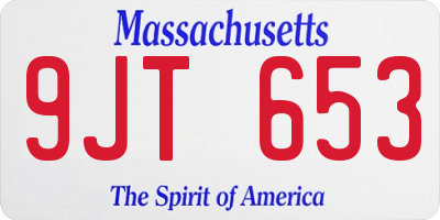 MA license plate 9JT653