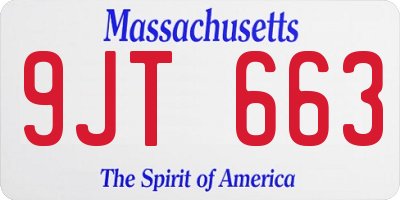 MA license plate 9JT663