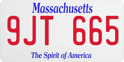 MA license plate 9JT665