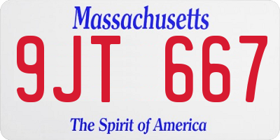 MA license plate 9JT667