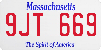MA license plate 9JT669