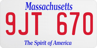 MA license plate 9JT670