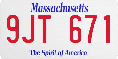 MA license plate 9JT671