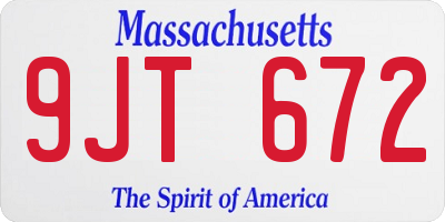 MA license plate 9JT672